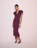 Purple Frill Sleeve Layla Midi Dress