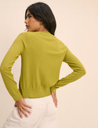 Chartreuse Green Crew Neck Cardigan