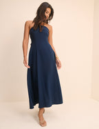 Navy Bow Back Chelsea Midi Dress