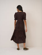 Black Floral Tiered Lia Midi Dress
