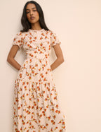 Cream Ditsy Floral Tiered Dara Midi Dress