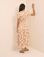 Cream Ditsy Floral Tiered Dara Midi Dress