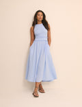 Baby Blue Shirred Bodice Ingrid Midi Dress