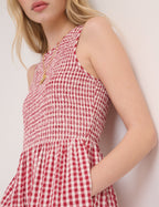 Red Gingham Sleeveless Charlie Midi Dress