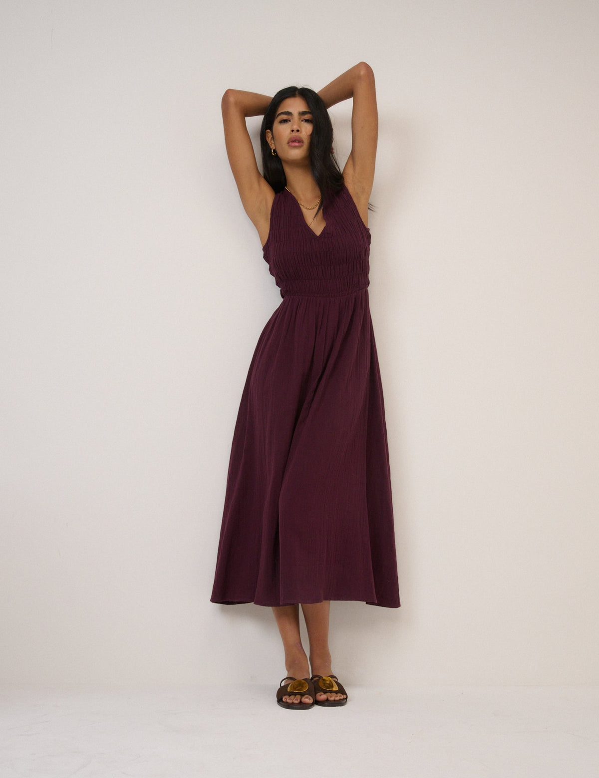 Dark Purple Sleeveless Audrey Midi Dress