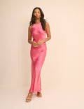 Pink Satin Zahara Maxi Dress