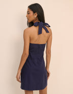 Navy Halterneck Emily Mini Dress