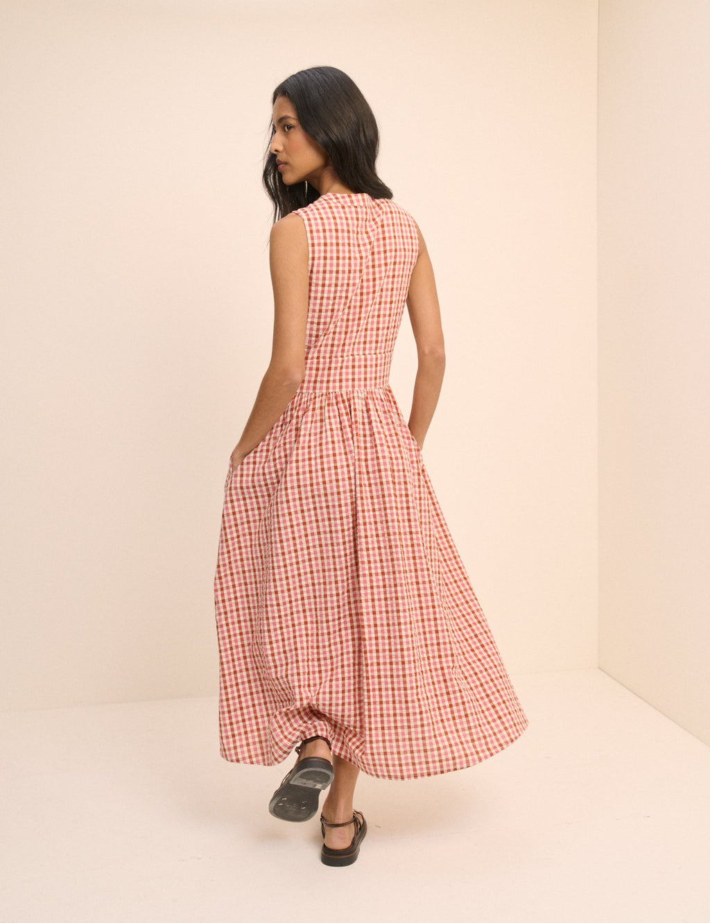 Gingham Sleeveless Starlight Midi Dress