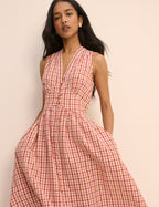 Gingham Sleeveless Starlight Midi Dress