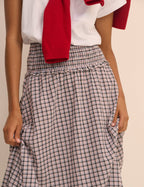 Black and Blue Check Shirred Ronda Skirt