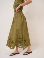 Green Broderie Anglaise Top & Skirt Set