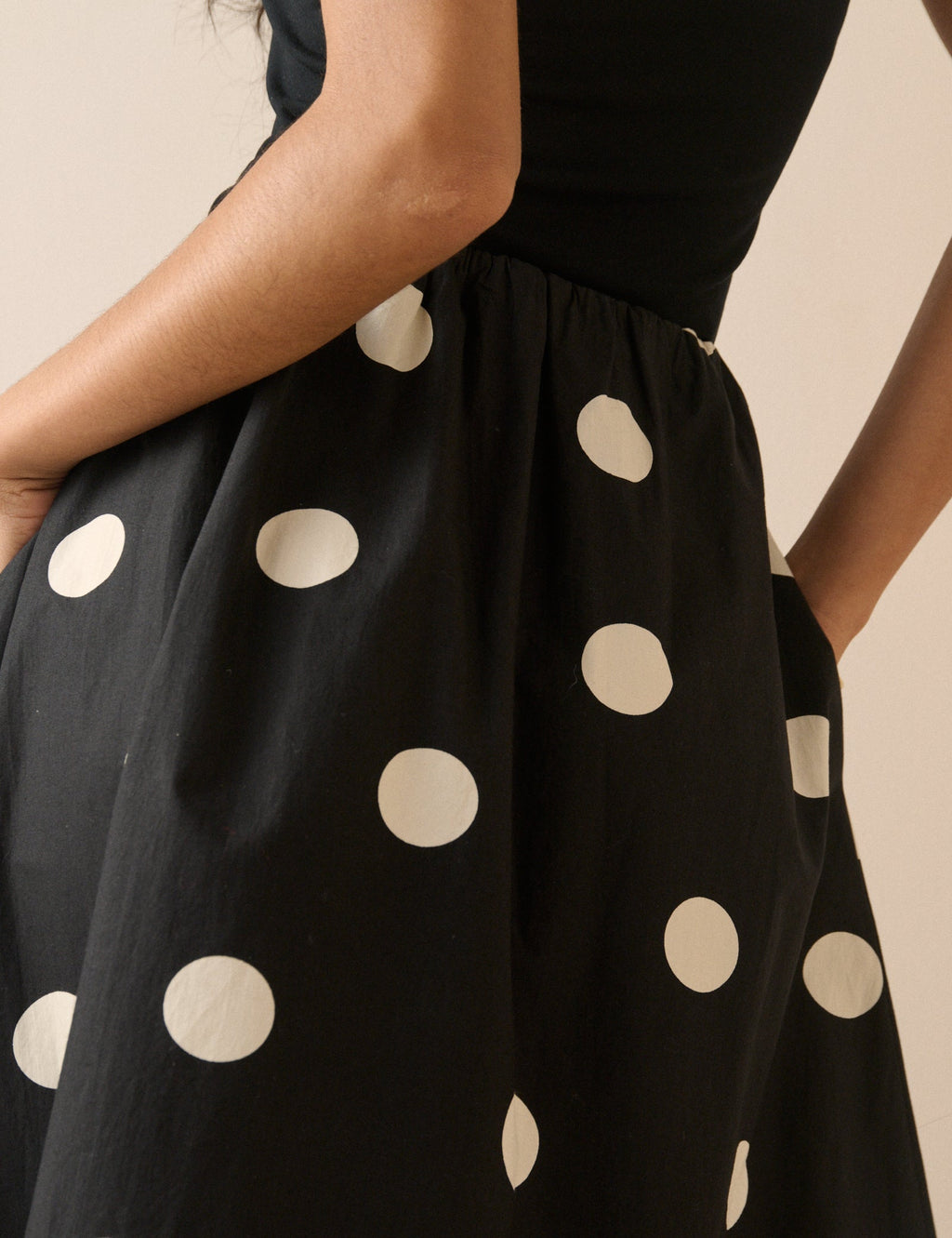 Black and White Polka Dot Midi Skirt