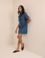 Mid Blue Denim Shirt Mini Dress