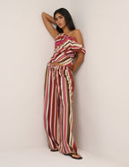 Multi-Coloured Striped Top & Trousers Set