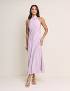 Lilac Floral Satin Fifi Maxi Dress