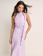 Lilac Floral Satin Fifi Maxi Dress