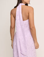 Lilac Floral Satin Fifi Maxi Dress