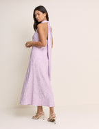 Lilac Floral Satin Fifi Maxi Dress