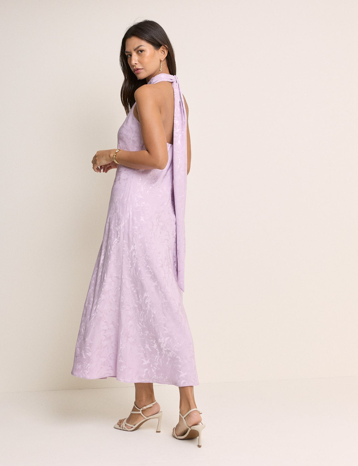 Lilac Floral Satin Fifi Maxi Dress