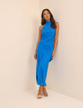 Cobalt Blue Floral Satin Fifi Maxi Dress