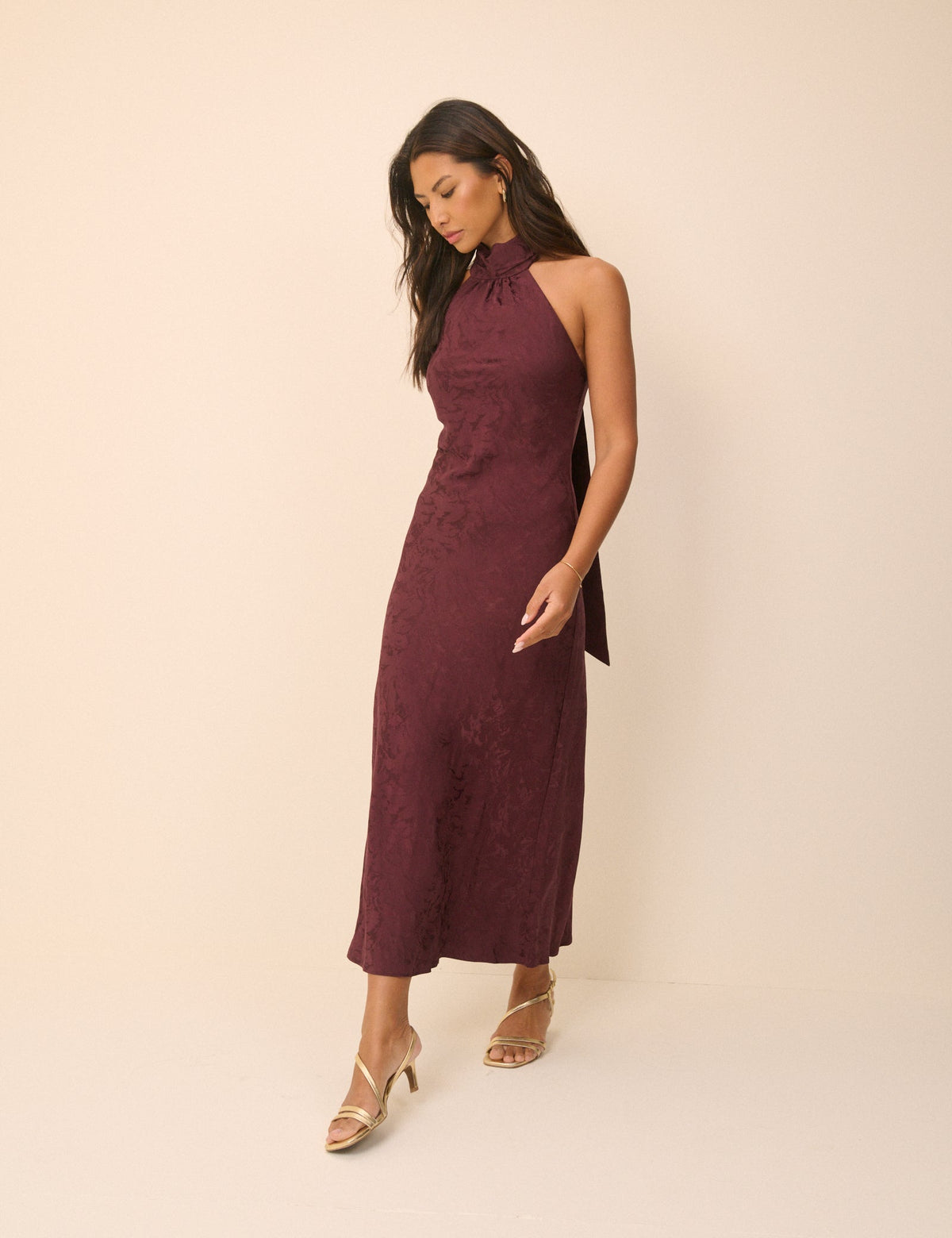 Plum Floral Satin Fifi Maxi Dress