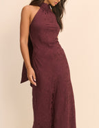 Plum Floral Satin Fifi Maxi Dress