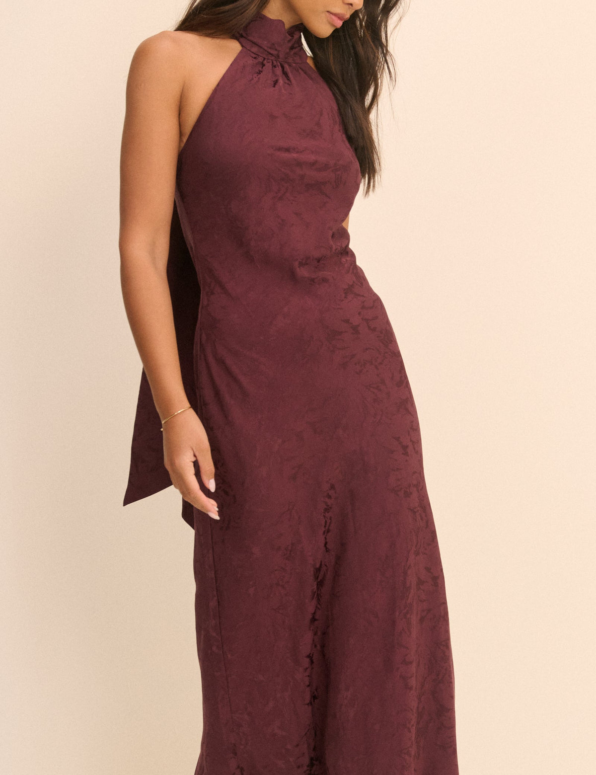Plum Floral Satin Fifi Maxi Dress
