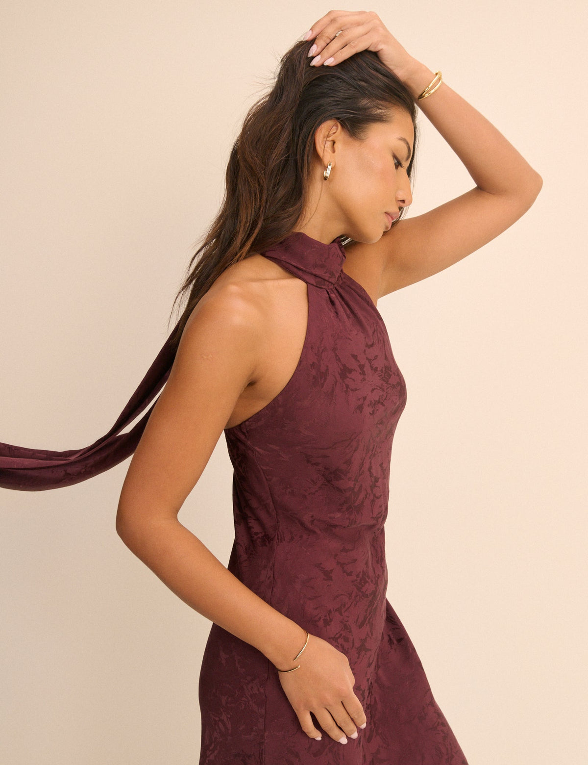 Plum Floral Satin Fifi Maxi Dress