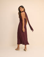Plum Floral Satin Fifi Maxi Dress
