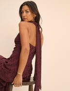 Plum Floral Satin Fifi Maxi Dress
