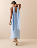 Baby Blue Floral Satin Fifi Maxi Dress