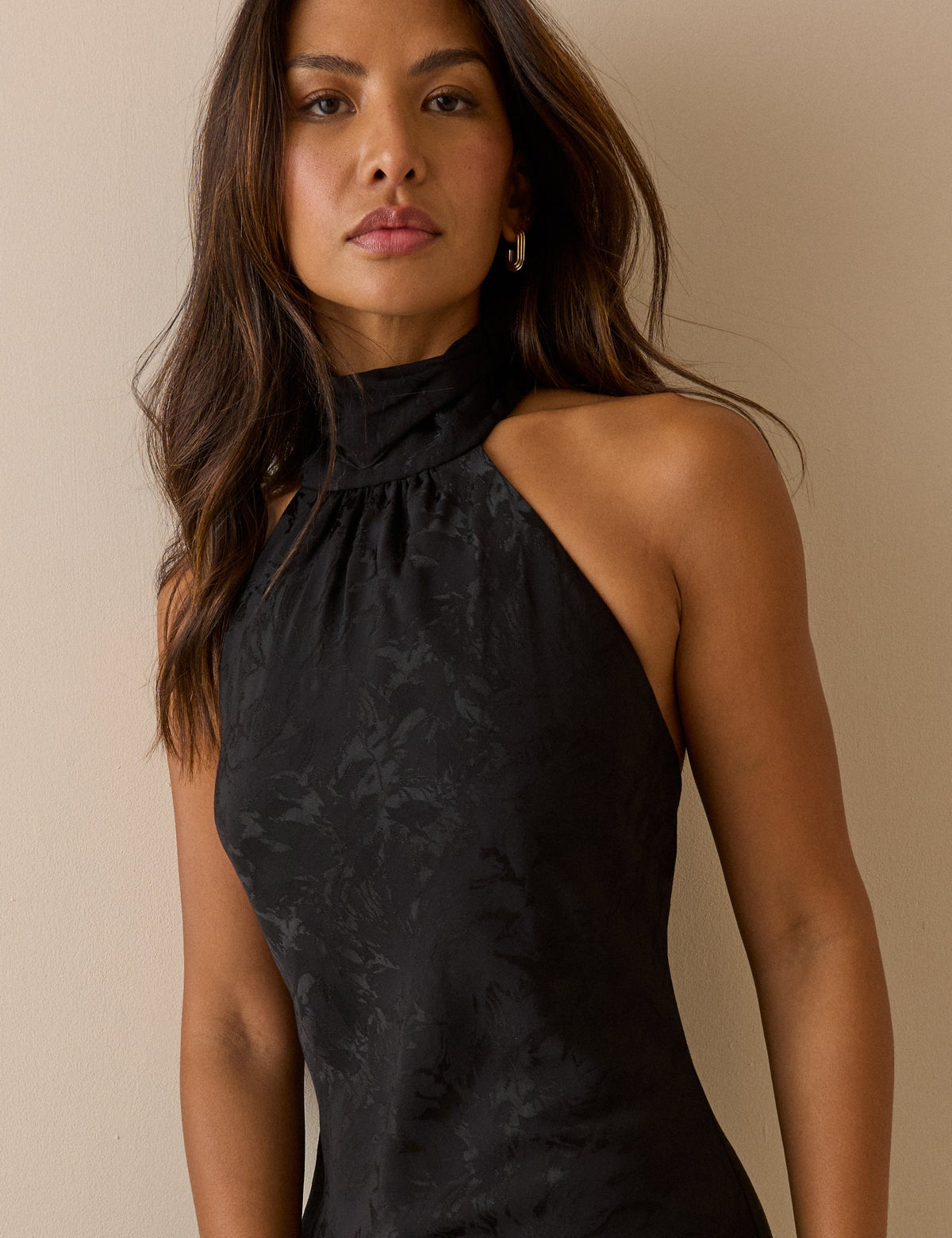 Black Floral Satin Fifi Maxi Dress