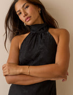 Black Floral Satin Fifi Maxi Dress
