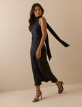 Black Floral Satin Fifi Maxi Dress