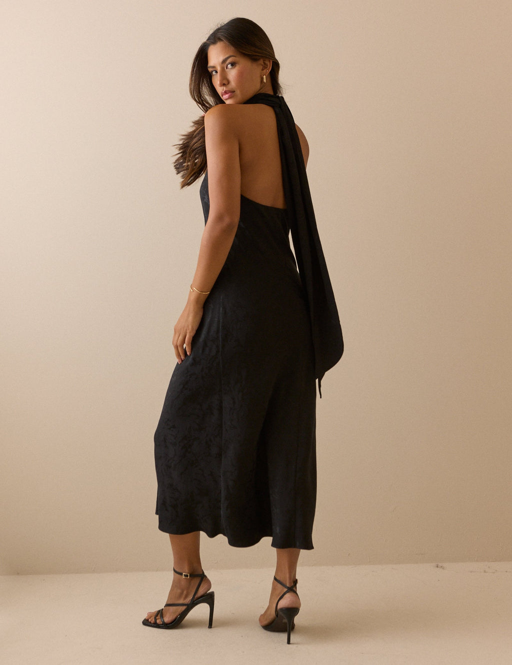Black Floral Satin Fifi Maxi Dress