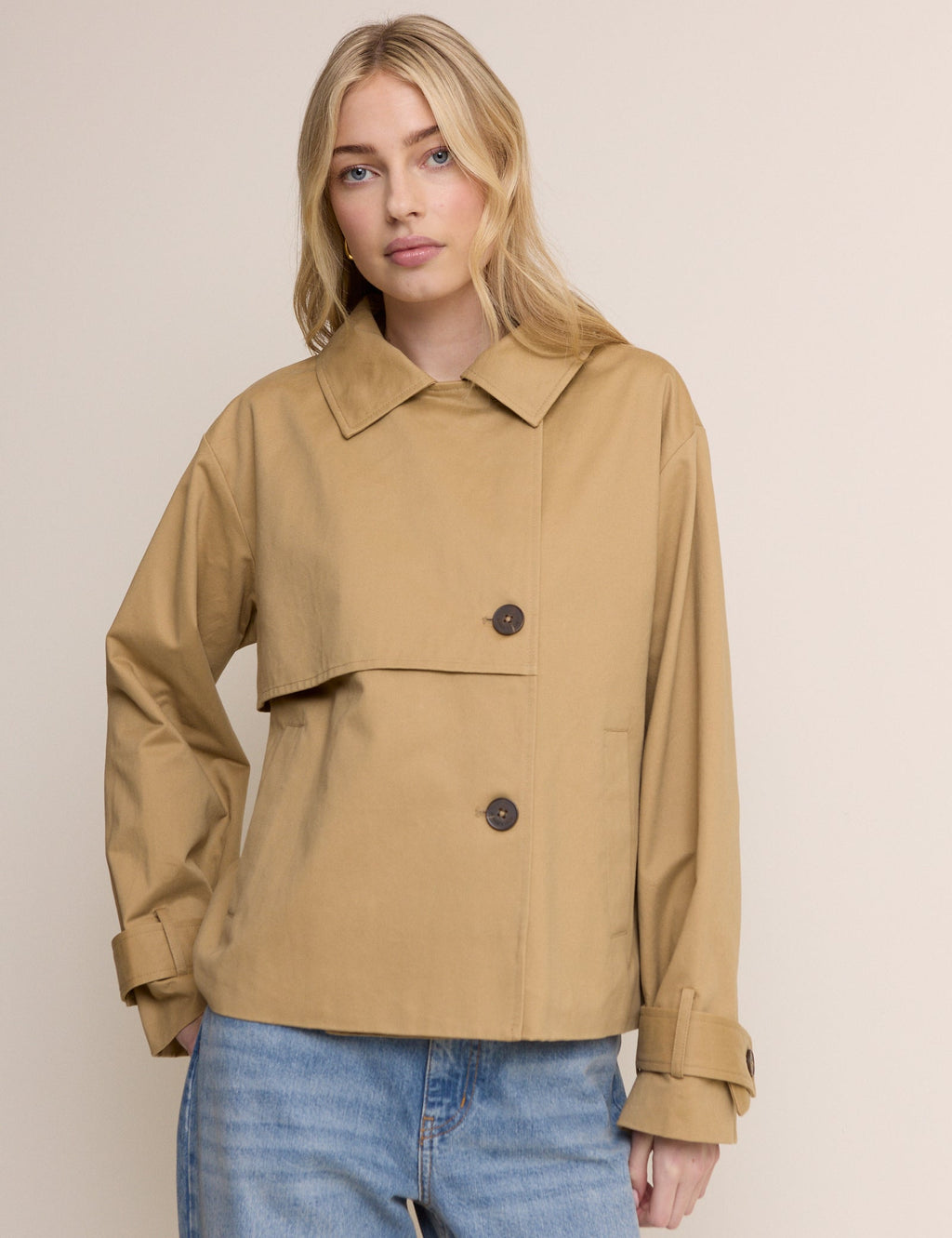 Camel Tie Trench Jacket