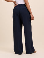 Navy Wide Leg Jax Crepe Trousers