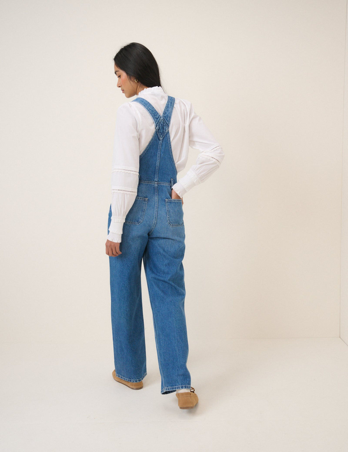Mid Blue Denim Straight Leg Dungarees