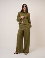 Khaki Linen-Rich Boxy Jacket