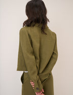Khaki Linen-Rich Boxy Jacket