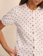 White Polka Dot Short Sleeve Cardigan