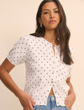 White Polka Dot Short Sleeve Cardigan