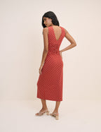 Red Polka Dot Jennifer Jersey Midi Dress