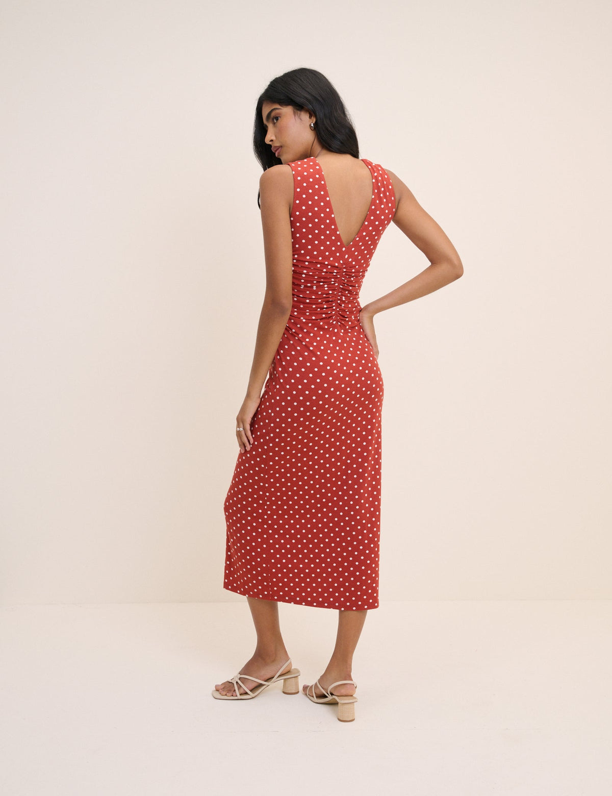 Red Polka Dot Jennifer Jersey Midi Dress