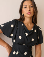 Black Polka Dot Cheryl Midi Dress