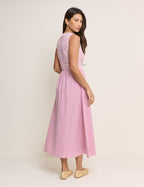 Pink Gingham Sleeveless Eliza Midi Dress