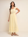Butter Yellow Square Neck Jessy Maxi Dress
