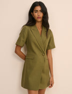 Khaki Tailored Asymmetric Mini Dress