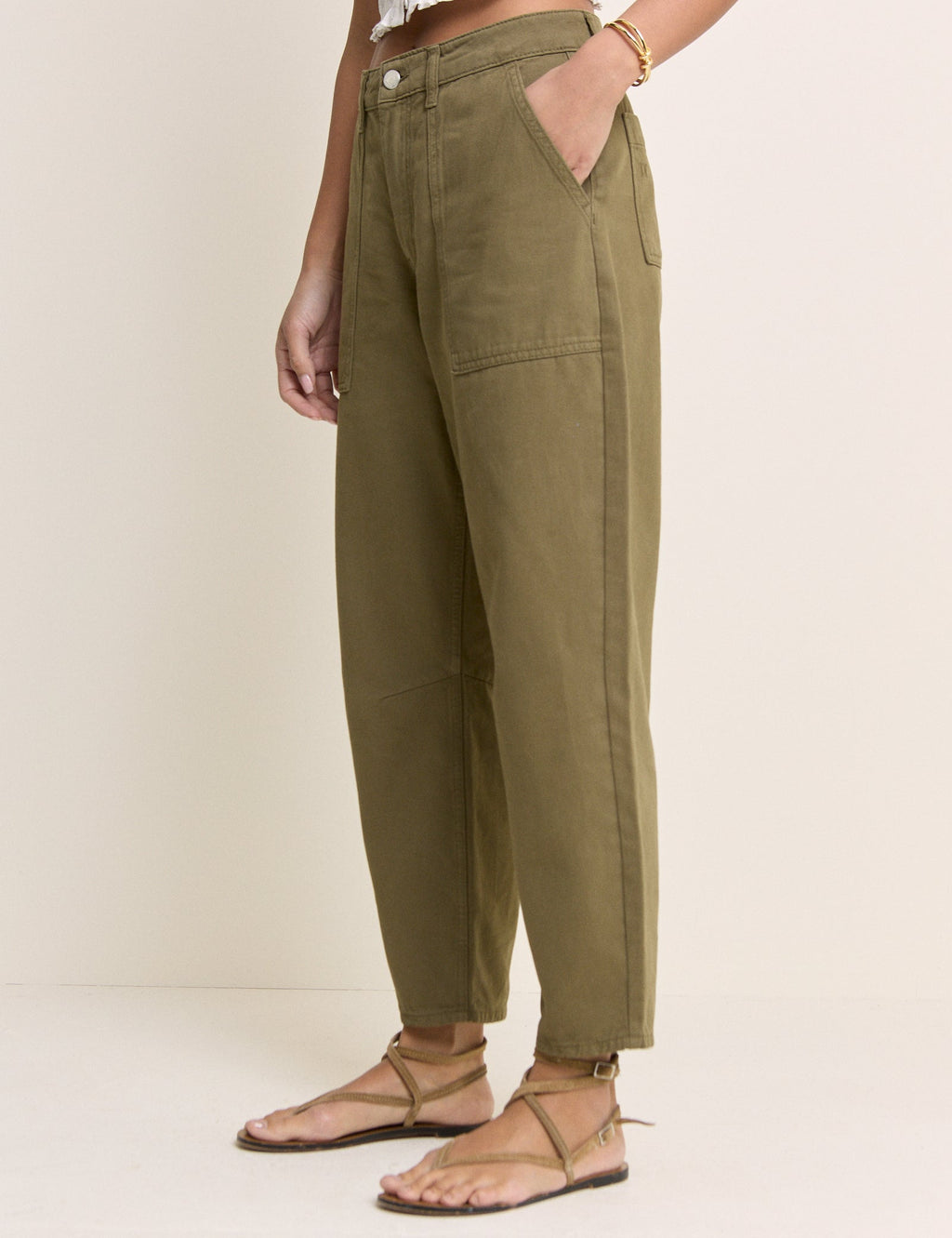 Khaki Utility Pocket Trousers