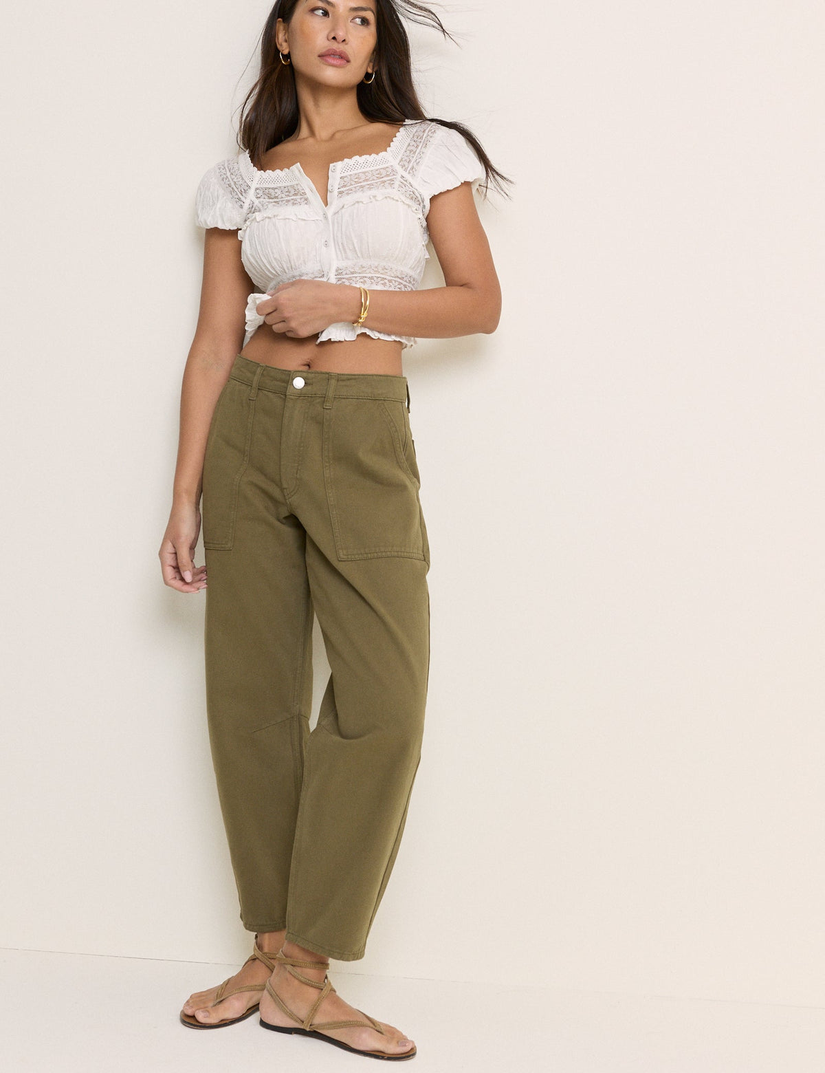 White Lace Short Sleeve Top